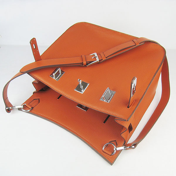 Replica Hermes Jypsiere Fjord Leather Messenger Bag Orange H6508 - 1:1 Copy - Click Image to Close